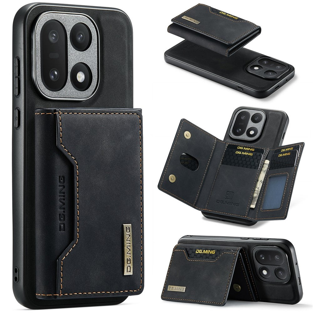 DG.MING M2 Series for OnePlus 15 5G PU Leather Tri-Fold Multiple Card Slots Holder Pocket Purse