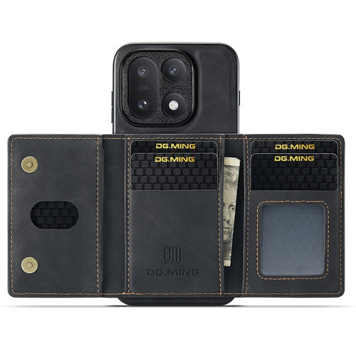 DG.MING M2 Series for OnePlus 15 5G PU Leather Tri-Fold Multiple Card Slots Holder Pocket Purse