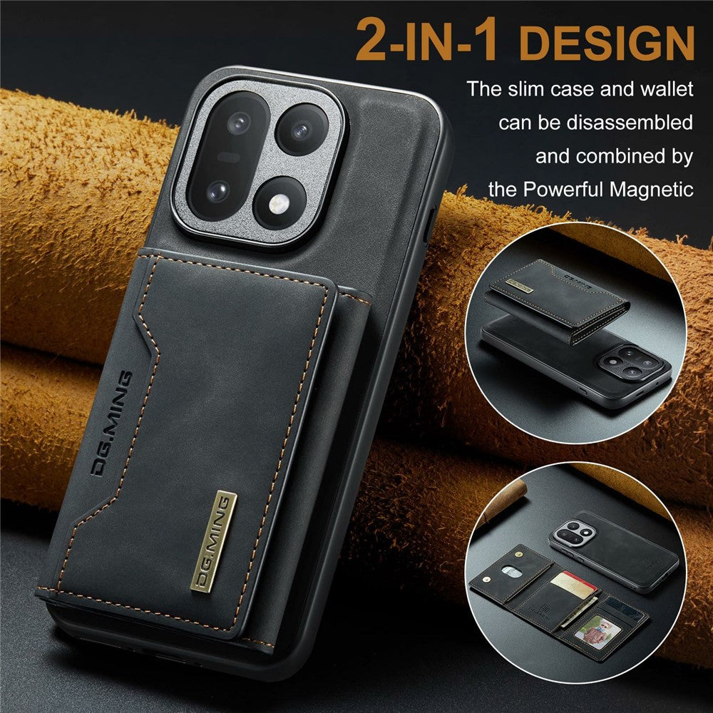 DG.MING M2 Series for OnePlus 15 5G PU Leather Tri-Fold Multiple Card Slots Holder Pocket Purse