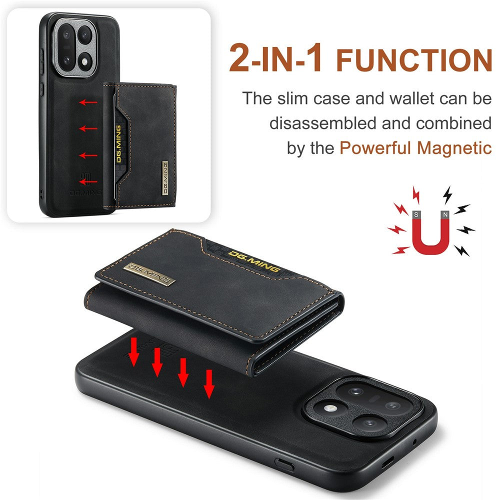 DG.MING M2 Series for OnePlus 15 5G PU Leather Tri-Fold Multiple Card Slots Holder Pocket Purse