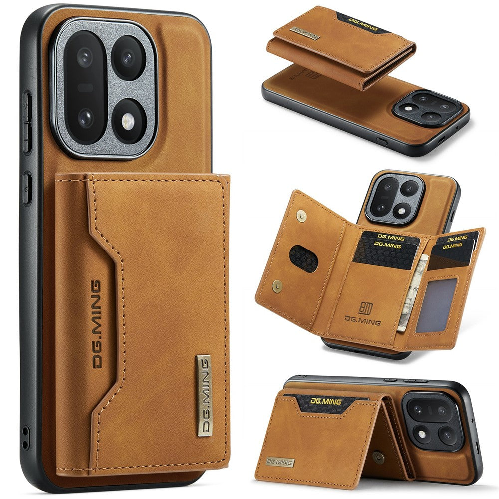DG.MING M2 Series for OnePlus 15 5G PU Leather Tri-Fold Multiple Card Slots Holder Pocket Purse