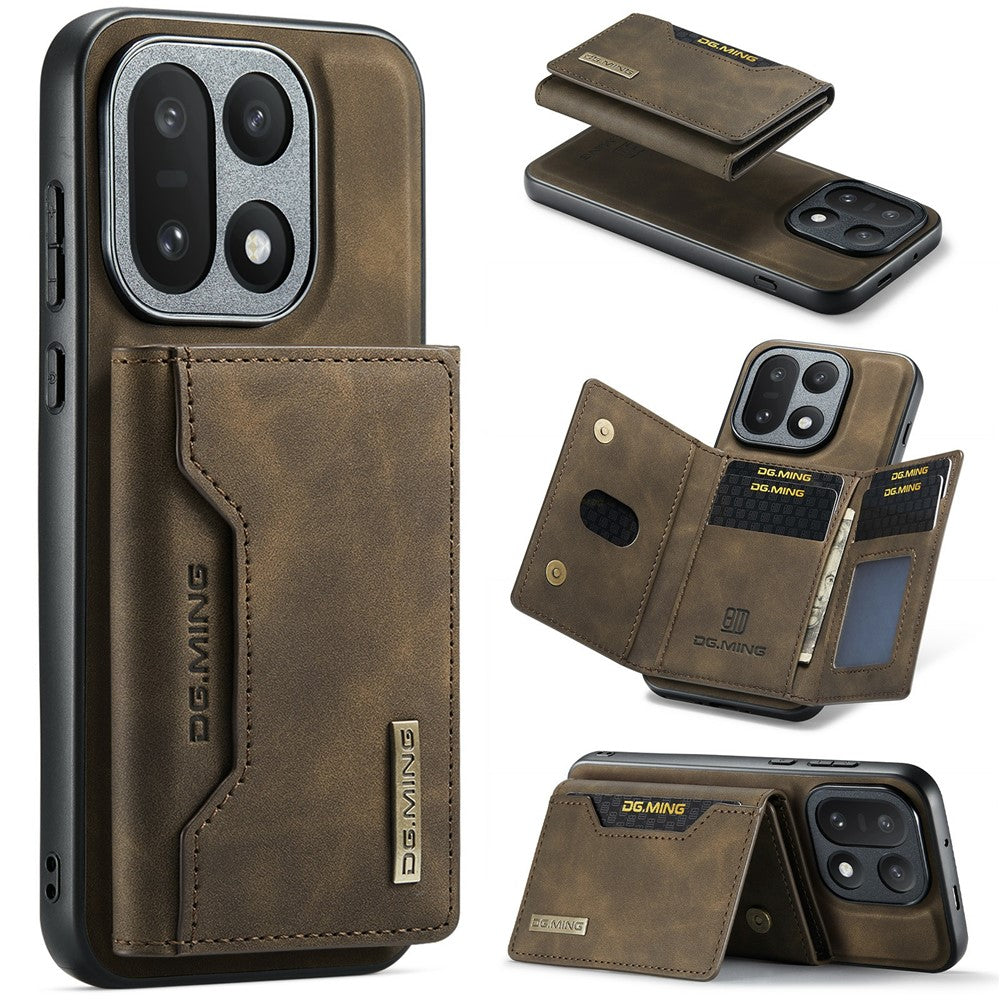 DG.MING M2 Series for OnePlus 15 5G PU Leather Tri-Fold Multiple Card Slots Holder Pocket Purse
