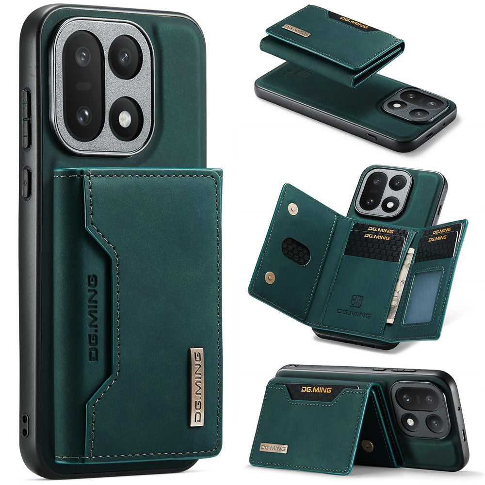 DG.MING M2 Series for OnePlus 15 5G PU Leather Tri-Fold Multiple Card Slots Holder Pocket Purse