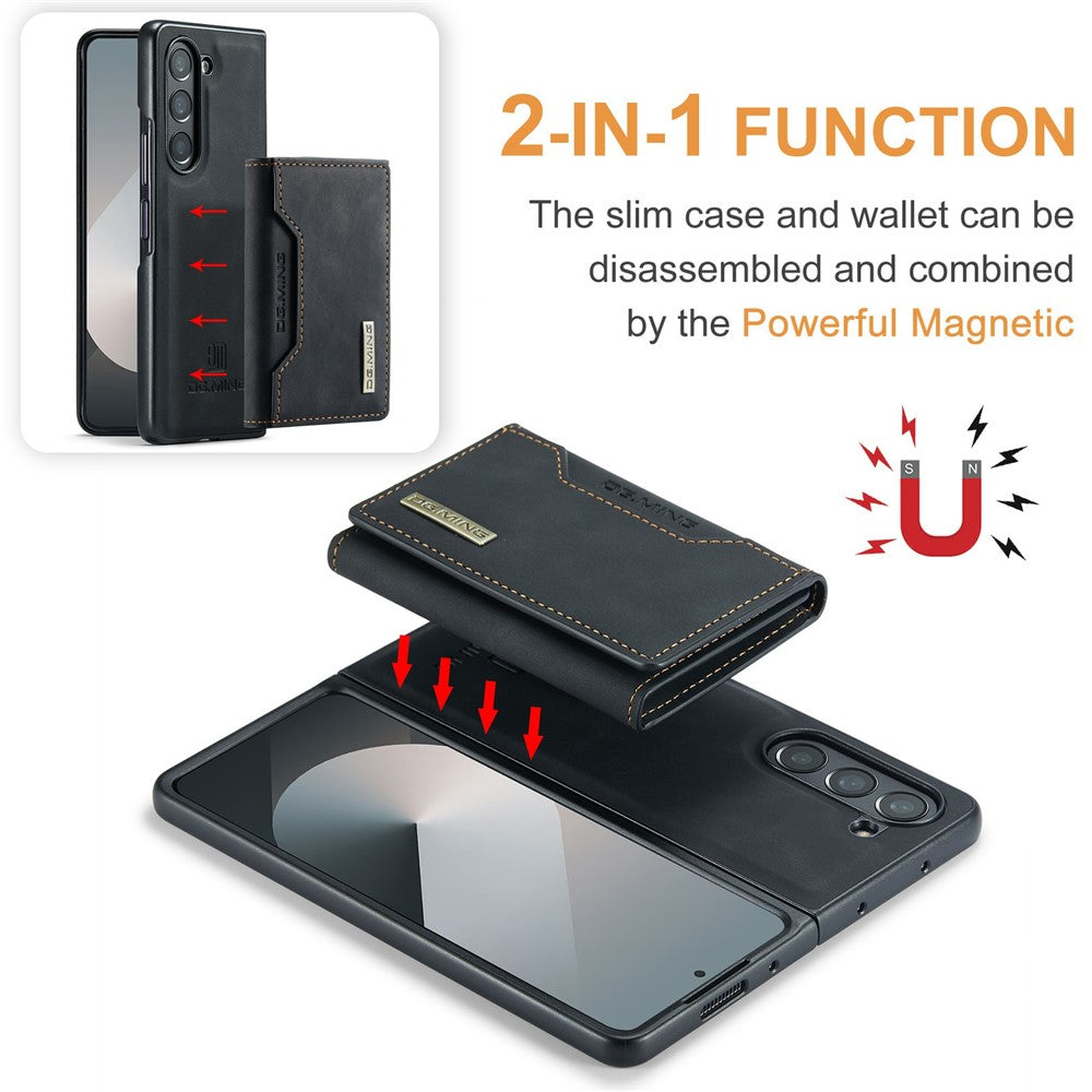 DG.MING M2 Series for Samsung Galaxy Z Fold6 5G Magnetic Case PU + PC + TPU Phone Cover Detachable Wallet Kickstand