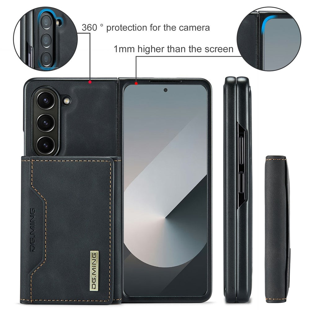 DG.MING M2 Series for Samsung Galaxy Z Fold6 5G Magnetic Case PU + PC + TPU Phone Cover Detachable Wallet Kickstand