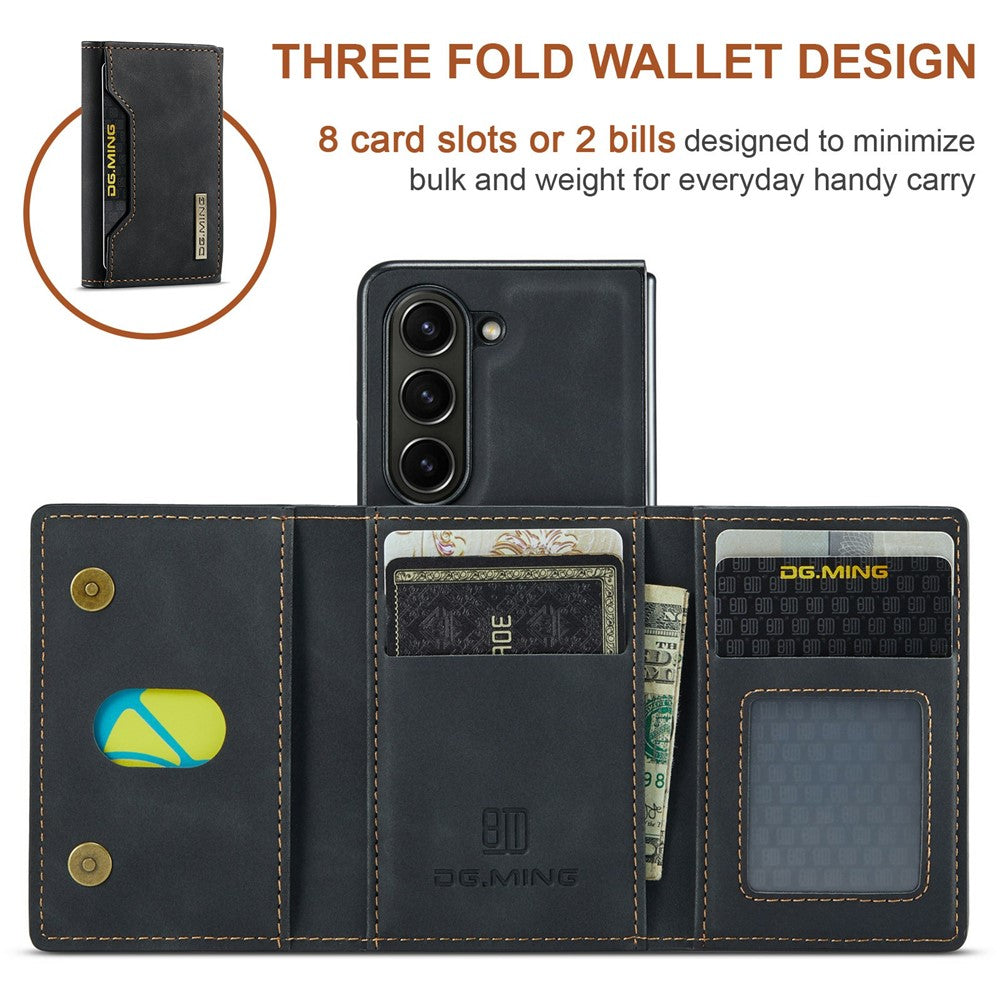 DG.MING M2 Series for Samsung Galaxy Z Fold6 5G Magnetic Case PU + PC + TPU Phone Cover Detachable Wallet Kickstand