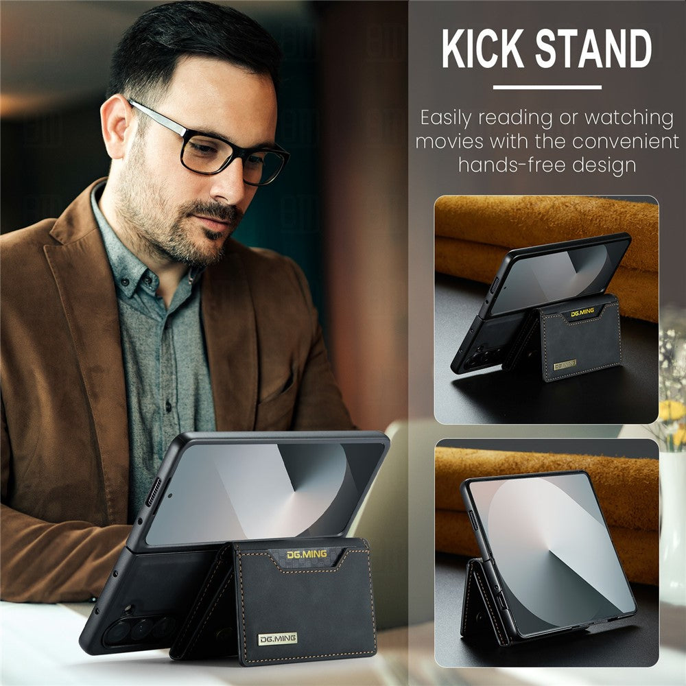 DG.MING M2 Series for Samsung Galaxy Z Fold6 5G Magnetic Case PU + PC + TPU Phone Cover Detachable Wallet Kickstand