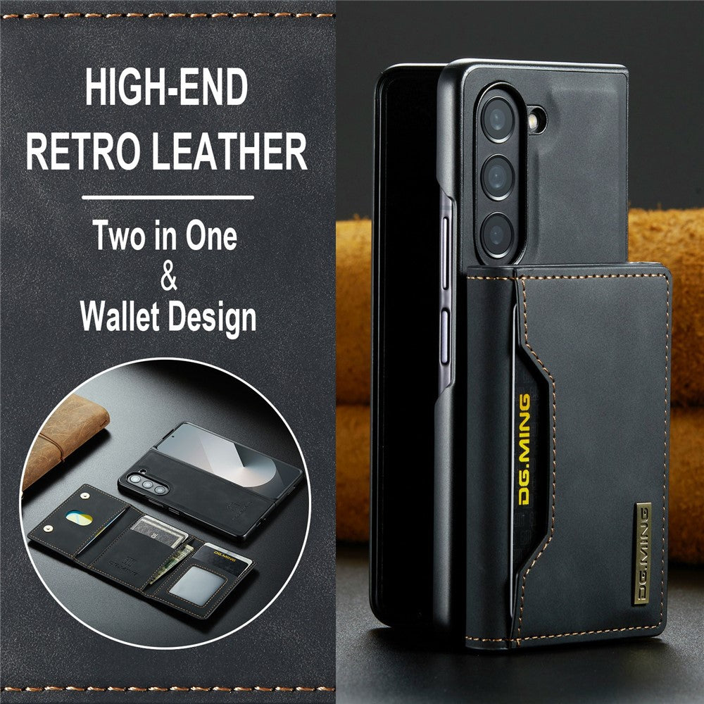 DG.MING M2 Series for Samsung Galaxy Z Fold6 5G Magnetic Case PU + PC + TPU Phone Cover Detachable Wallet Kickstand