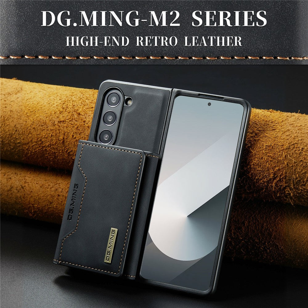 DG.MING M2 Series for Samsung Galaxy Z Fold6 5G Magnetic Case PU + PC + TPU Phone Cover Detachable Wallet Kickstand