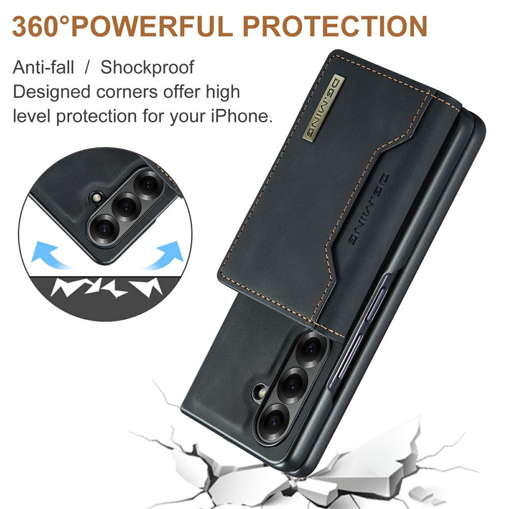 DG.MING M2 Series for Samsung Galaxy Z Fold7 5G Magnetic Case PU + PC + TPU Phone Cover Detachable Wallet Kickstand