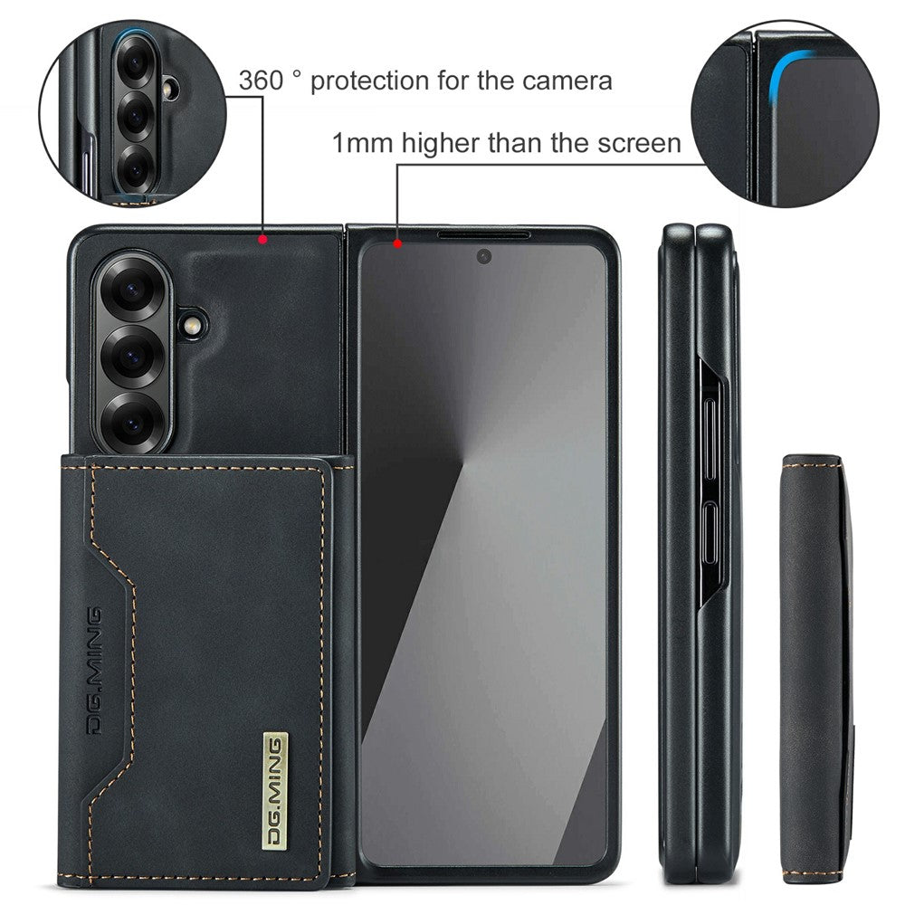 DG.MING M2 Series for Samsung Galaxy Z Fold7 5G Magnetic Case PU + PC + TPU Phone Cover Detachable Wallet Kickstand