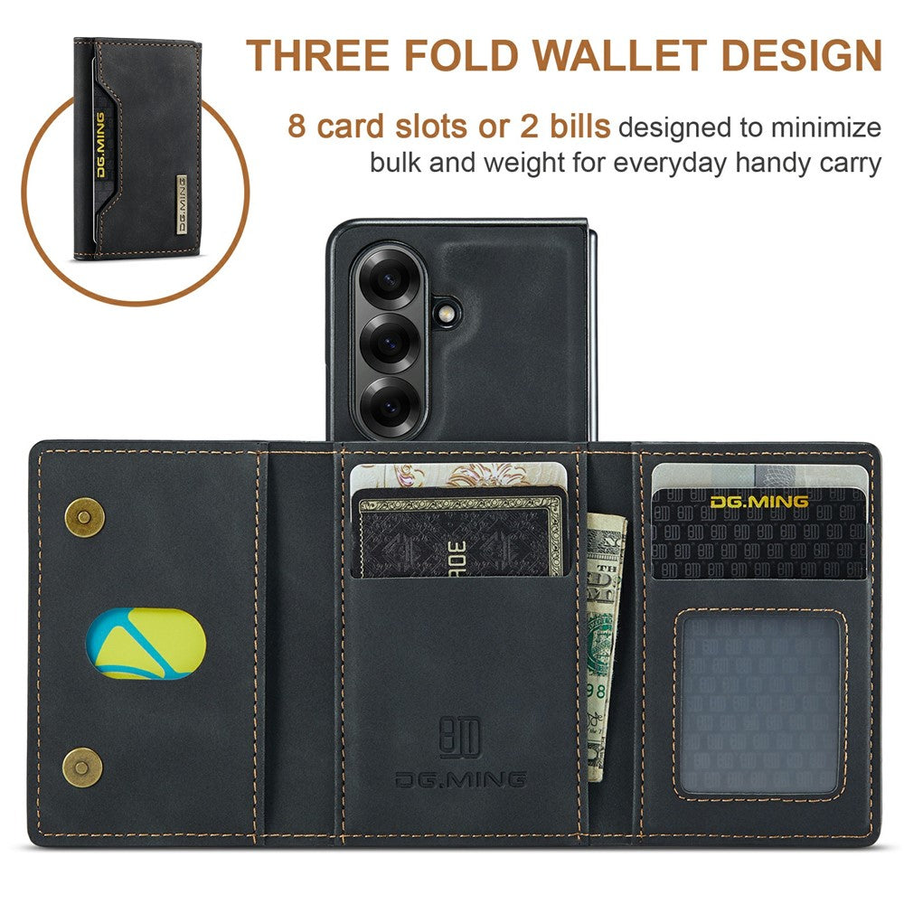 DG.MING M2 Series for Samsung Galaxy Z Fold7 5G Magnetic Case PU + PC + TPU Phone Cover Detachable Wallet Kickstand