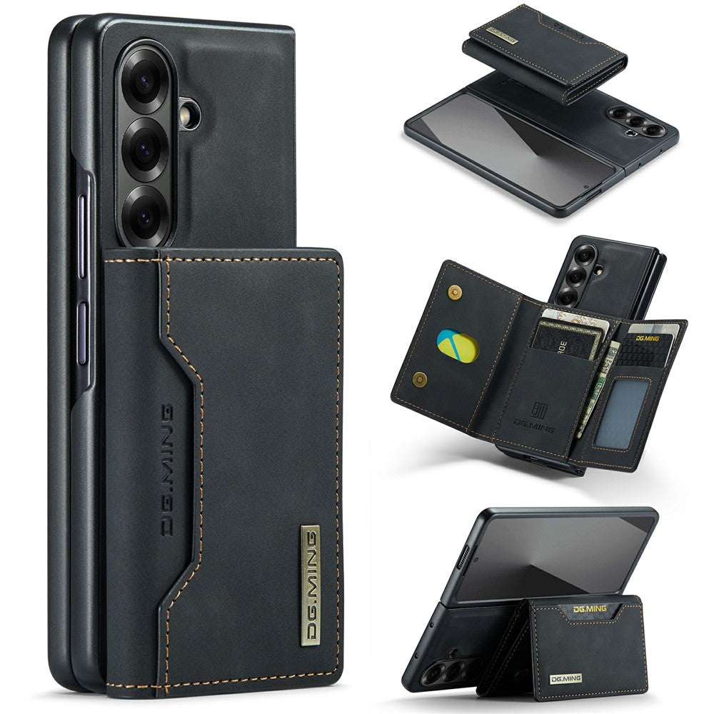 DG.MING M2 Series for Samsung Galaxy Z Fold7 5G Magnetic Case PU + PC + TPU Phone Cover Detachable Wallet Kickstand