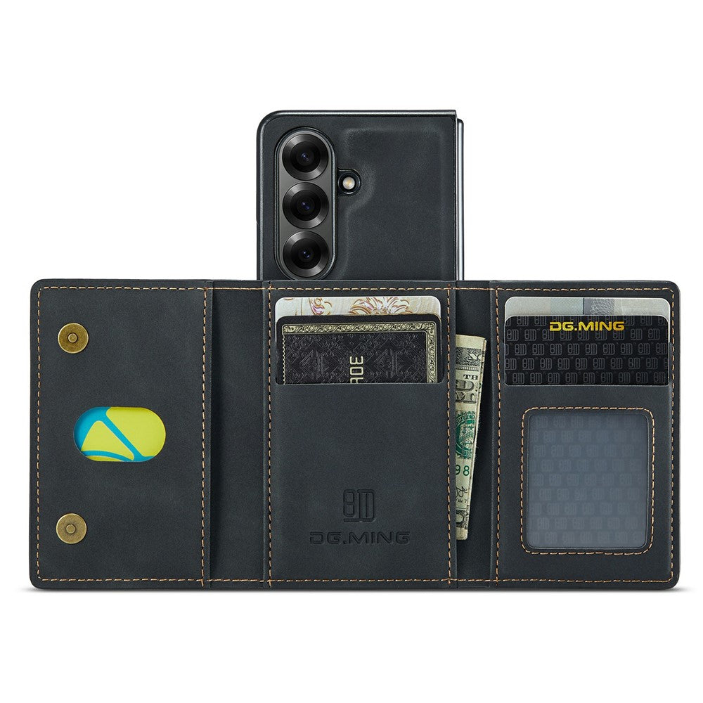 DG.MING M2 Series for Samsung Galaxy Z Fold7 5G Magnetic Case PU + PC + TPU Phone Cover Detachable Wallet Kickstand