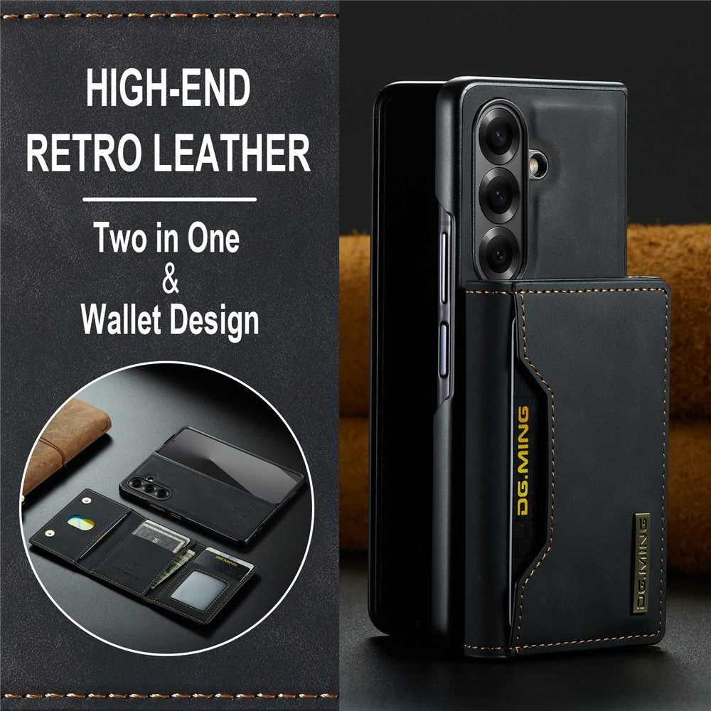 DG.MING M2 Series for Samsung Galaxy Z Fold7 5G Magnetic Case PU + PC + TPU Phone Cover Detachable Wallet Kickstand