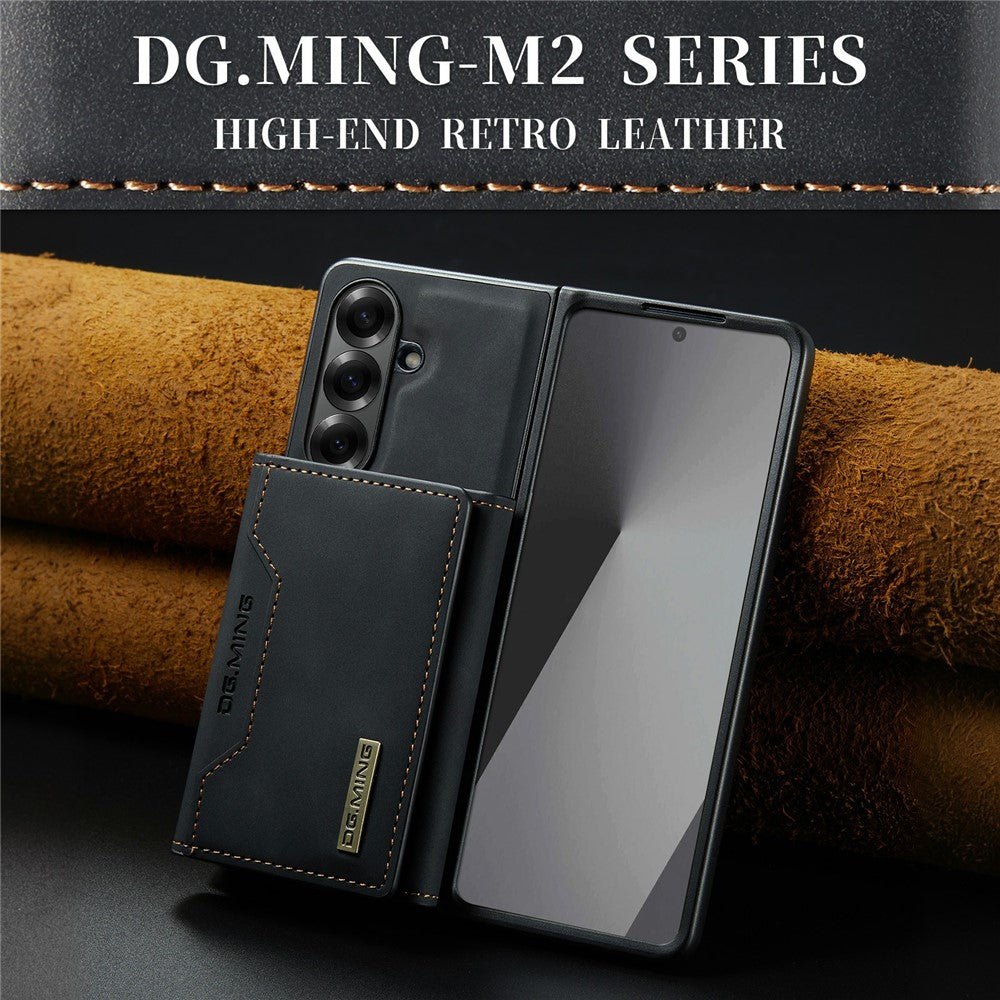DG.MING M2 Series for Samsung Galaxy Z Fold7 5G Magnetic Case PU + PC + TPU Phone Cover Detachable Wallet Kickstand