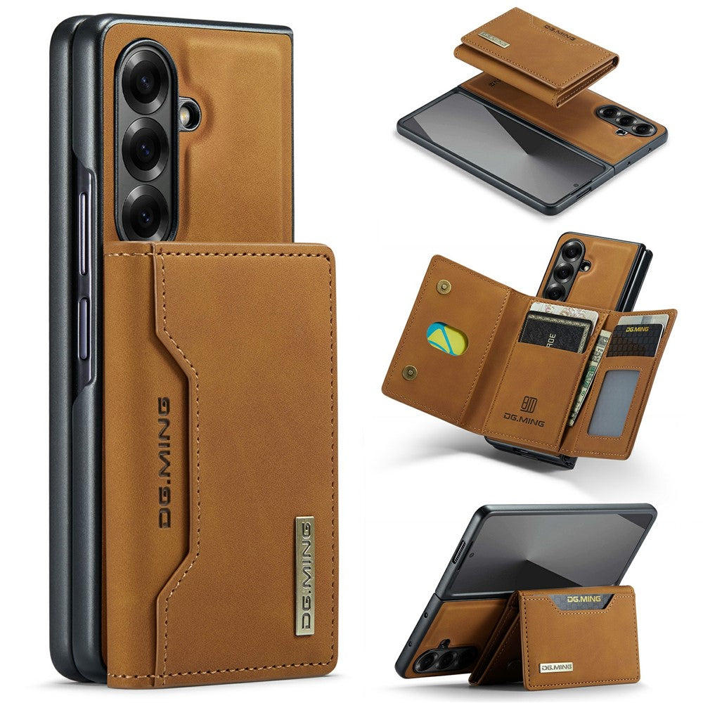 DG.MING M2 Series for Samsung Galaxy Z Fold7 5G Magnetic Case PU + PC + TPU Phone Cover Detachable Wallet Kickstand