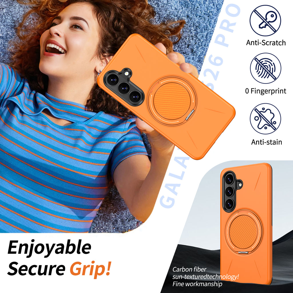 For Samsung Galaxy S26 Ultra Magnetic Case Rotating Kickstand TPU + PC Phone Cover