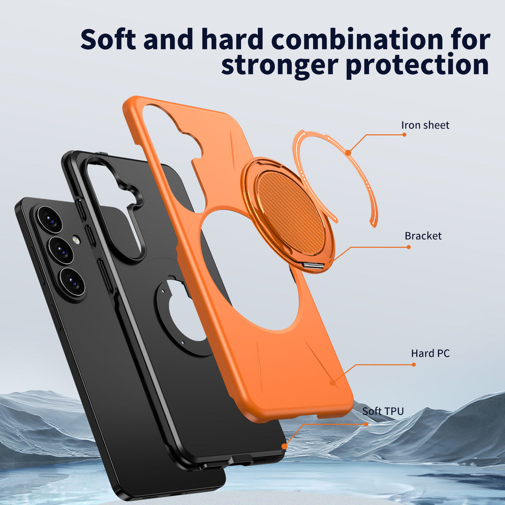 For Samsung Galaxy S26 Ultra Magnetic Case Rotating Kickstand TPU + PC Phone Cover