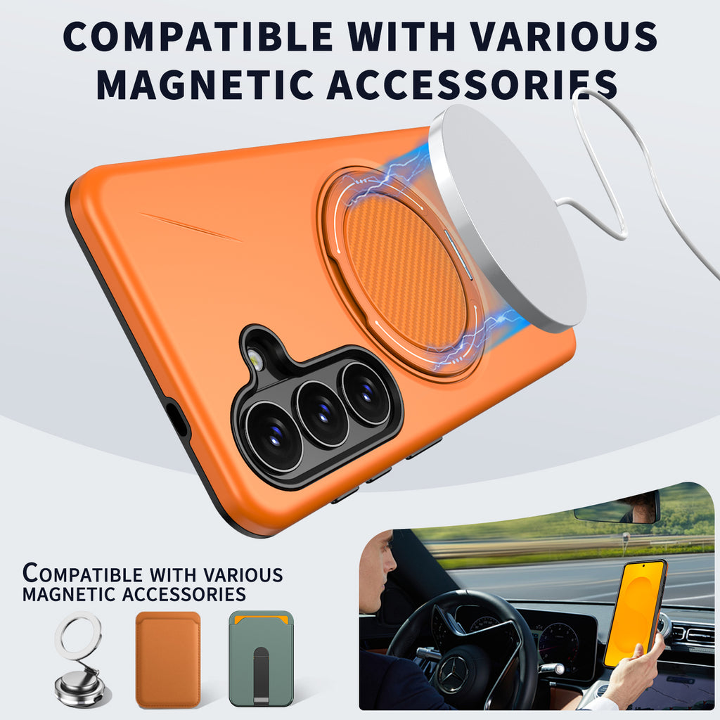 For Samsung Galaxy S26+ Magnetic Case Rotating Kickstand TPU + PC Phone Cover