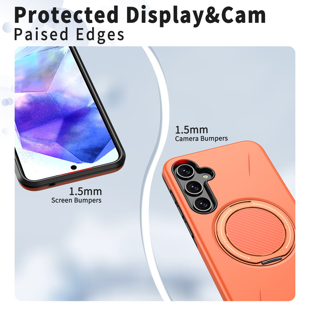 For Samsung Galaxy A25 5G (Global) (161mm) Magnetic Case Rotating Kickstand TPU + PC Phone Cover
