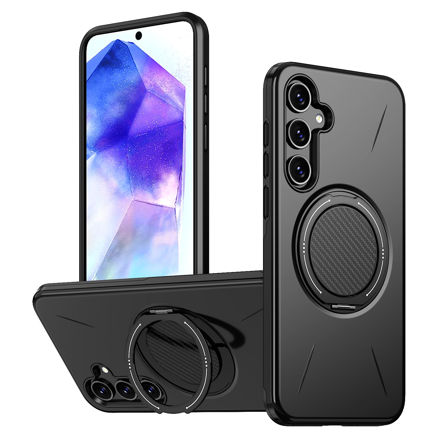 For Samsung Galaxy A25 5G (Global) (161mm) Magnetic Case Rotating Kickstand TPU + PC Phone Cover