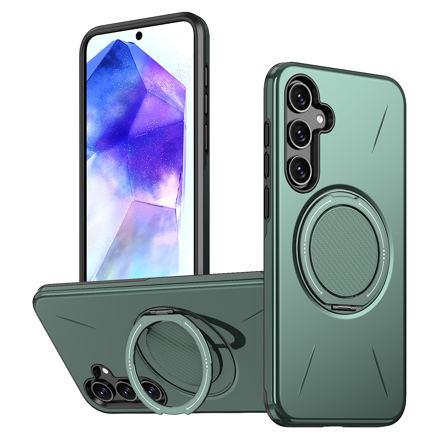 For Samsung Galaxy A25 5G (Global) (161mm) Magnetic Case Rotating Kickstand TPU + PC Phone Cover