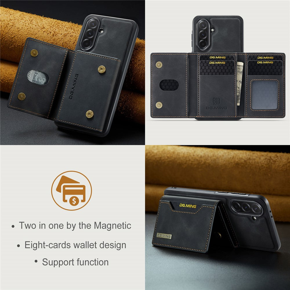 DG.MING M2 Series for Samsung Galaxy A37 5G Magnetic Case PU + PC + TPU Phone Cover Detachable Wallet Kickstand