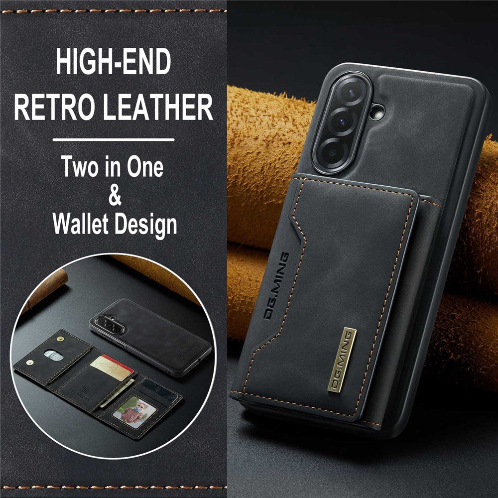 DG.MING M2 Series for Samsung Galaxy A57 5G Magnetic Case PU + PC + TPU Phone Cover Detachable Wallet Kickstand