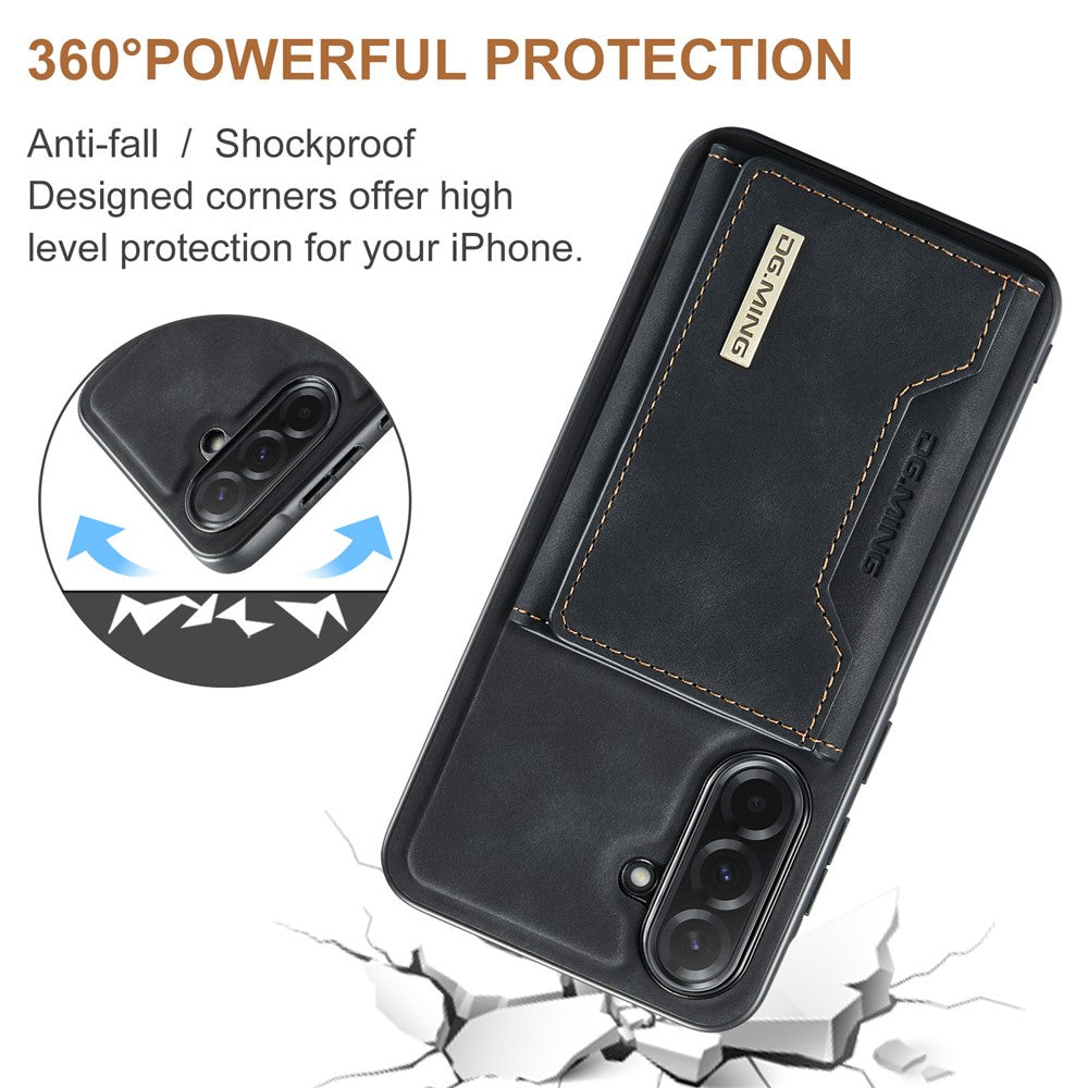 DG.MING M2 Series for Samsung Galaxy A57 5G Magnetic Case PU + PC + TPU Phone Cover Detachable Wallet Kickstand