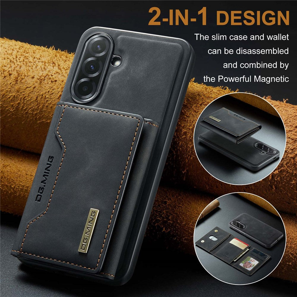 DG.MING M2 Series for Samsung Galaxy A57 5G Magnetic Case PU + PC + TPU Phone Cover Detachable Wallet Kickstand