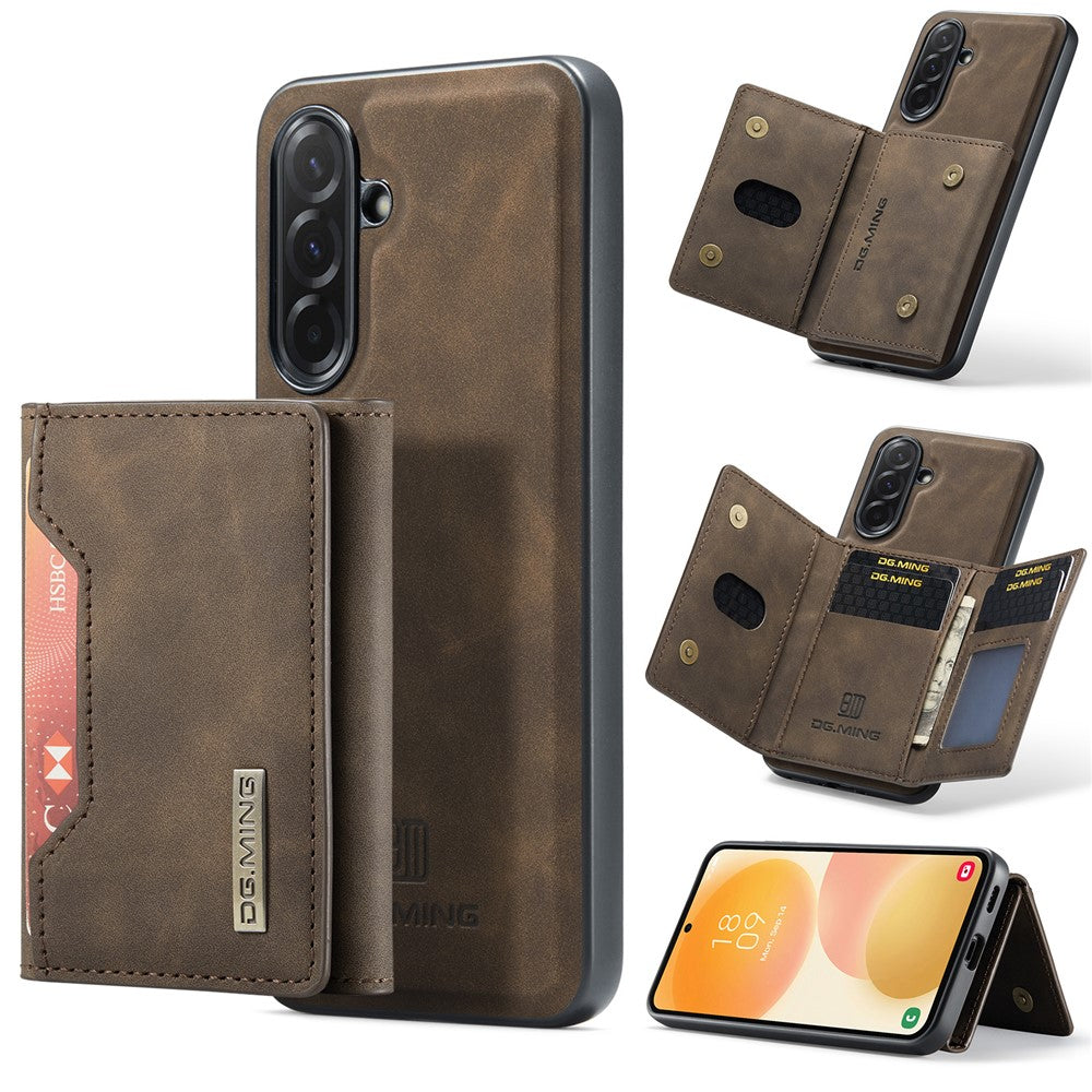DG.MING M2 Series for Samsung Galaxy A57 5G Magnetic Case PU + PC + TPU Phone Cover Detachable Wallet Kickstand
