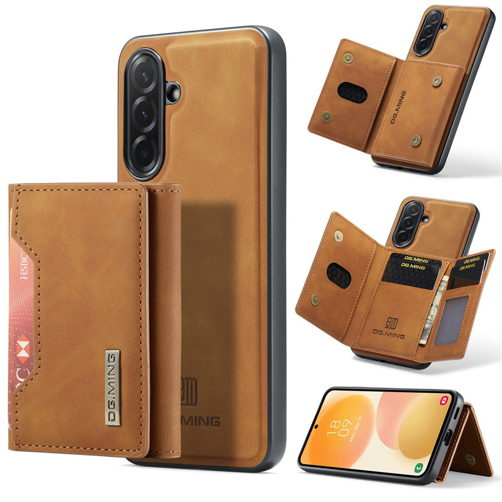 DG.MING M2 Series for Samsung Galaxy A57 5G Magnetic Case PU + PC + TPU Phone Cover Detachable Wallet Kickstand