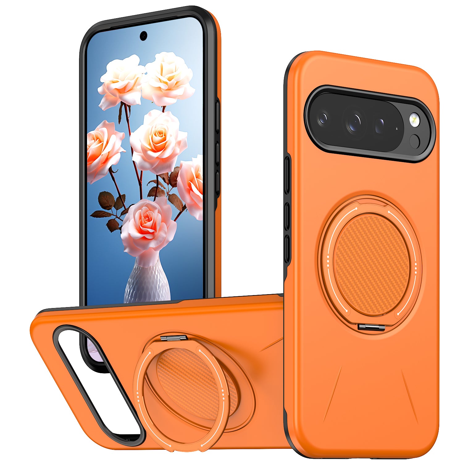 For Google Pixel 9 Pro / Google Pixel 10 / Google Pixel 10 Pro / Google Pixel 9 Magnetic Case Rotating Kickstand TPU + PC Phone Cover