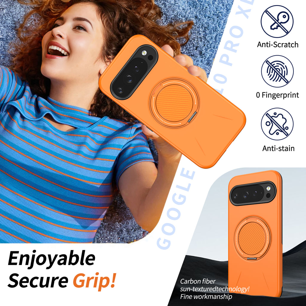 For Google Pixel 9 Pro / Google Pixel 10 / Google Pixel 10 Pro / Google Pixel 9 Magnetic Case Rotating Kickstand TPU + PC Phone Cover