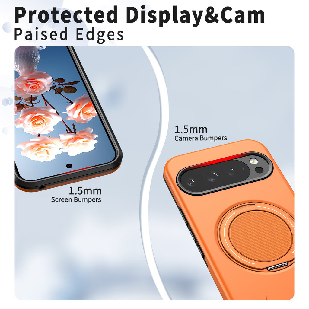 For Google Pixel 9 Pro / Google Pixel 10 / Google Pixel 10 Pro / Google Pixel 9 Magnetic Case Rotating Kickstand TPU + PC Phone Cover