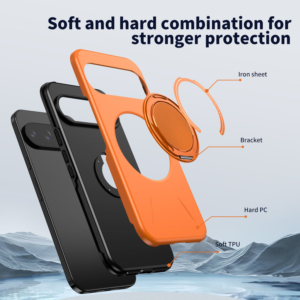 For Google Pixel 9 Pro / Google Pixel 10 / Google Pixel 10 Pro / Google Pixel 9 Magnetic Case Rotating Kickstand TPU + PC Phone Cover