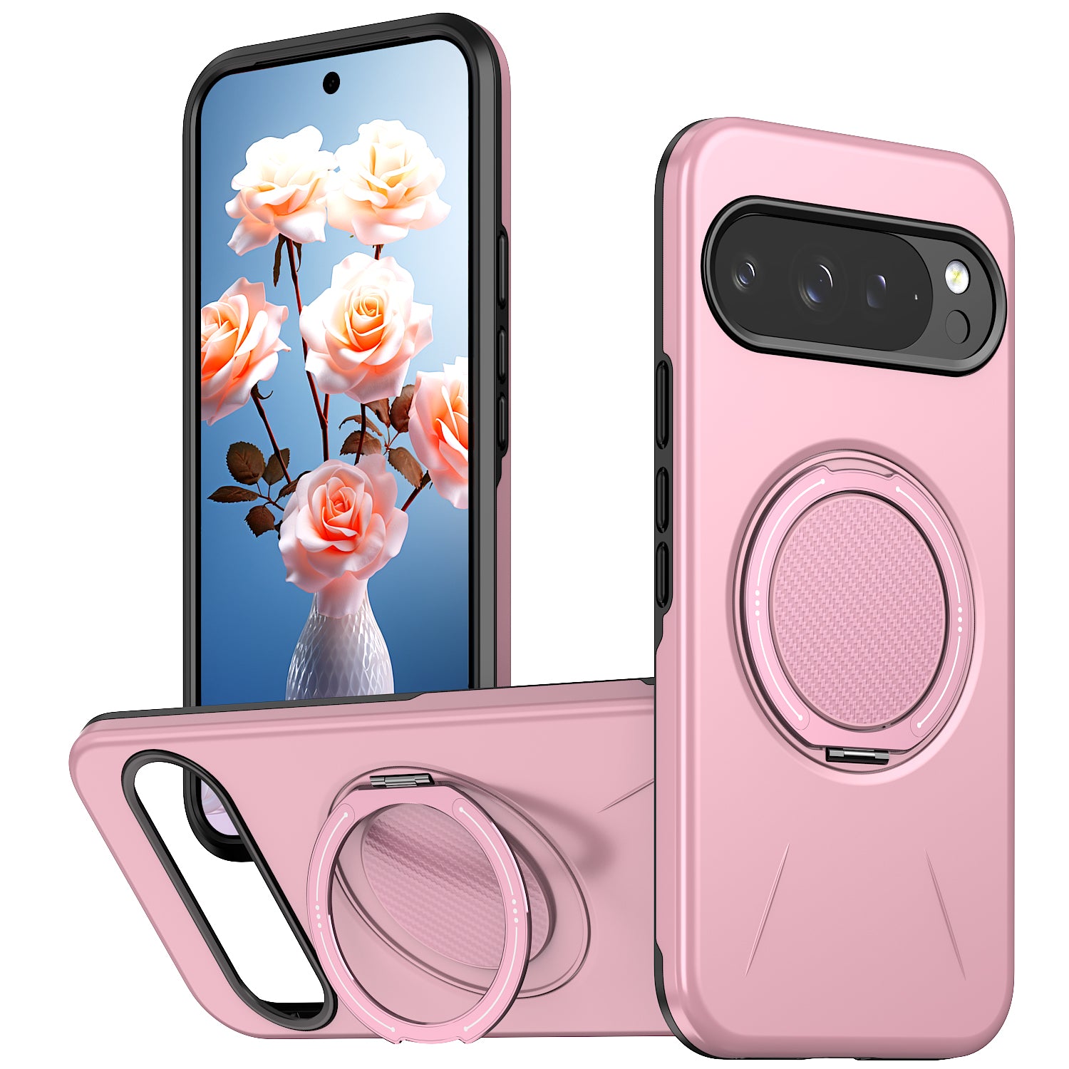 For Google Pixel 9 Pro / Google Pixel 10 / Google Pixel 10 Pro / Google Pixel 9 Magnetic Case Rotating Kickstand TPU + PC Phone Cover