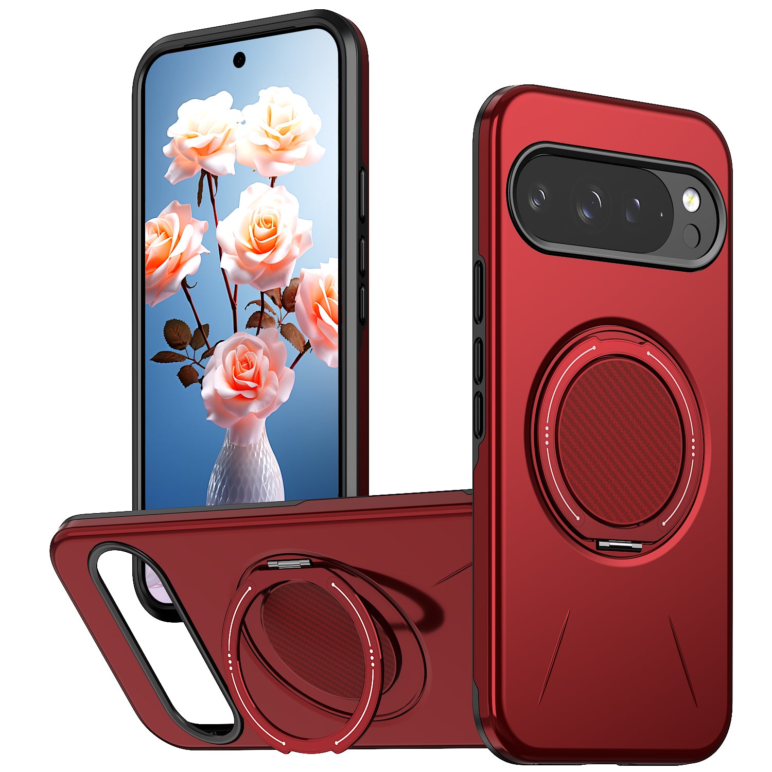 For Google Pixel 9 Pro / Google Pixel 10 / Google Pixel 10 Pro / Google Pixel 9 Magnetic Case Rotating Kickstand TPU + PC Phone Cover