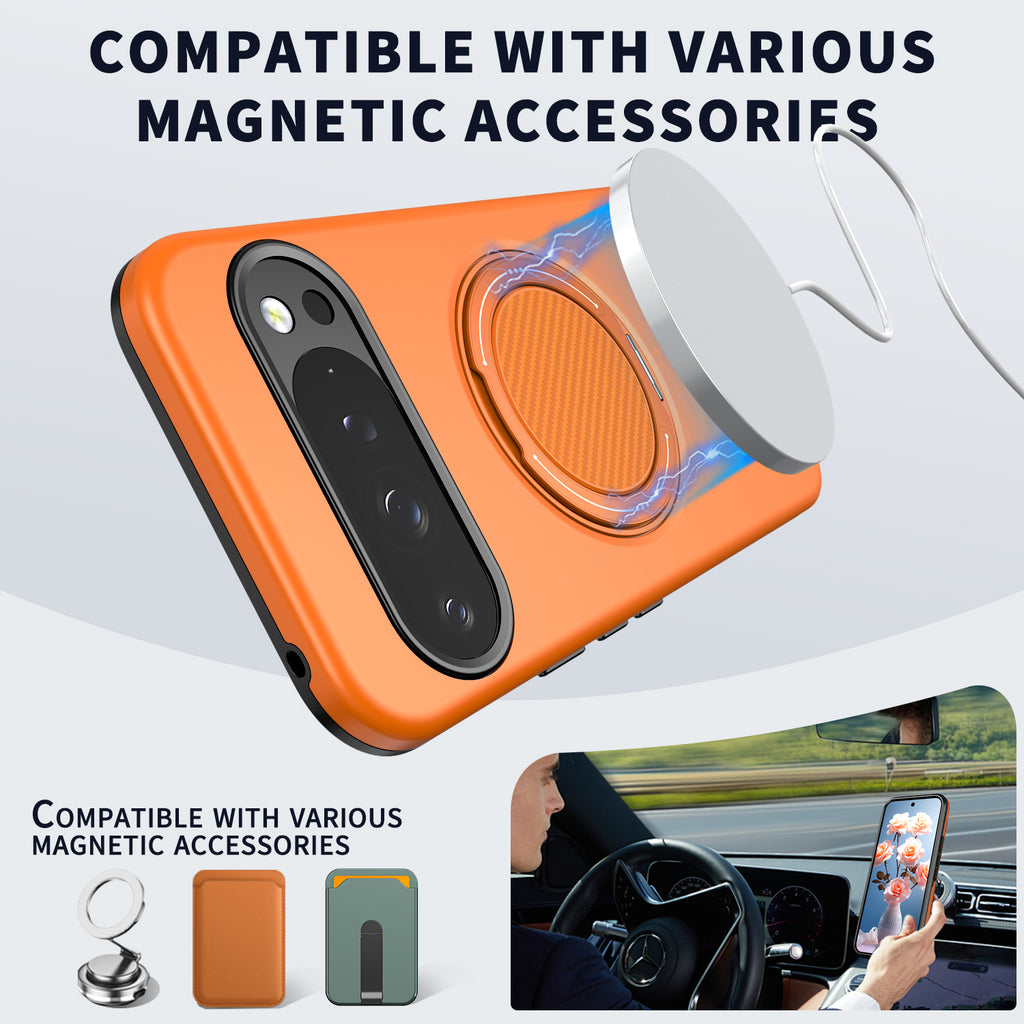 For Google Pixel 10 Pro XL / Google Pixel 9 Pro XL Magnetic Case Rotating Kickstand TPU + PC Phone Cover