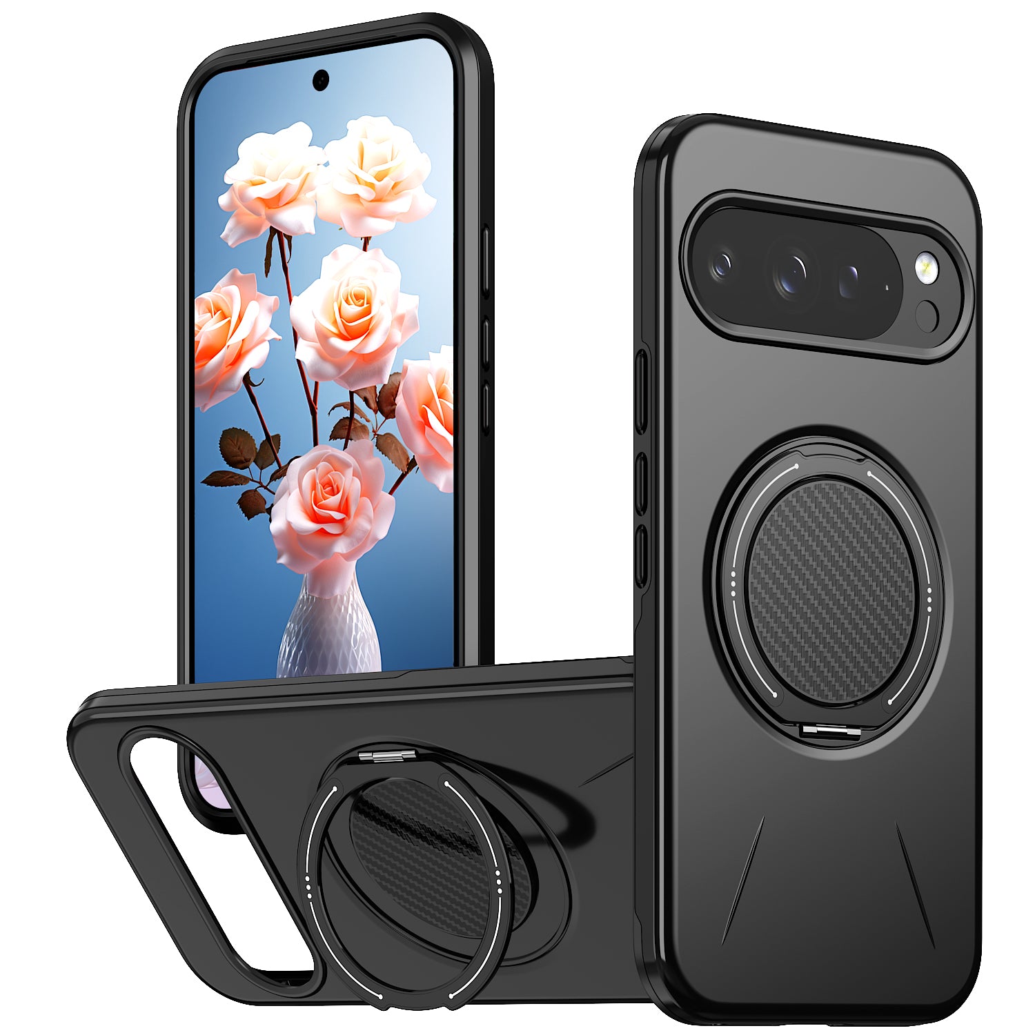 For Google Pixel 10 Pro XL / Google Pixel 9 Pro XL Magnetic Case Rotating Kickstand TPU + PC Phone Cover