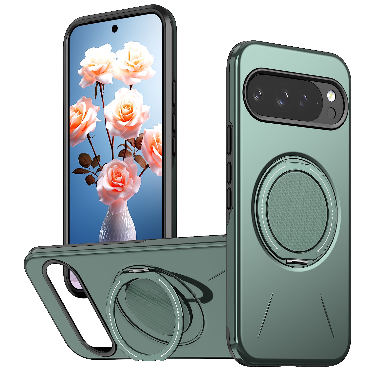 For Google Pixel 10 Pro XL / Google Pixel 9 Pro XL Magnetic Case Rotating Kickstand TPU + PC Phone Cover