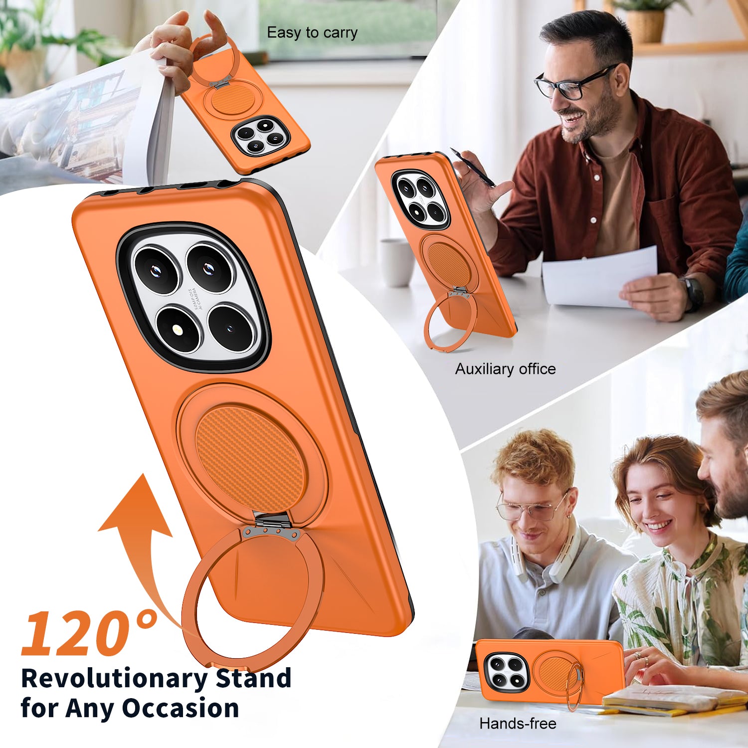 For Xiaomi Poco X7 5G / Xiaomi Redmi Note 14 Pro+ 5G / Xiaomi Redmi Note 14 Pro 4G / Xiaomi Redmi Note 14 Pro 5G Magnetic Case Rotating Kickstand TPU + PC Phone Cover