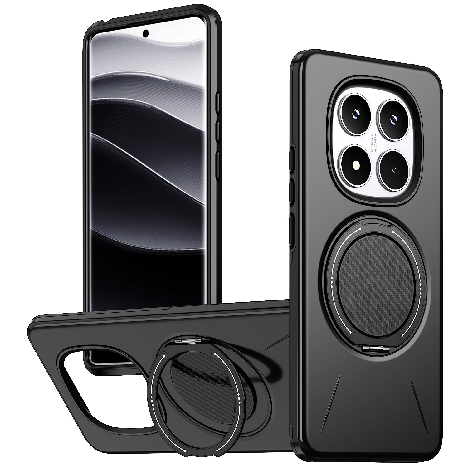 For Xiaomi Poco X7 5G / Xiaomi Redmi Note 14 Pro+ 5G / Xiaomi Redmi Note 14 Pro 4G / Xiaomi Redmi Note 14 Pro 5G Magnetic Case Rotating Kickstand TPU + PC Phone Cover