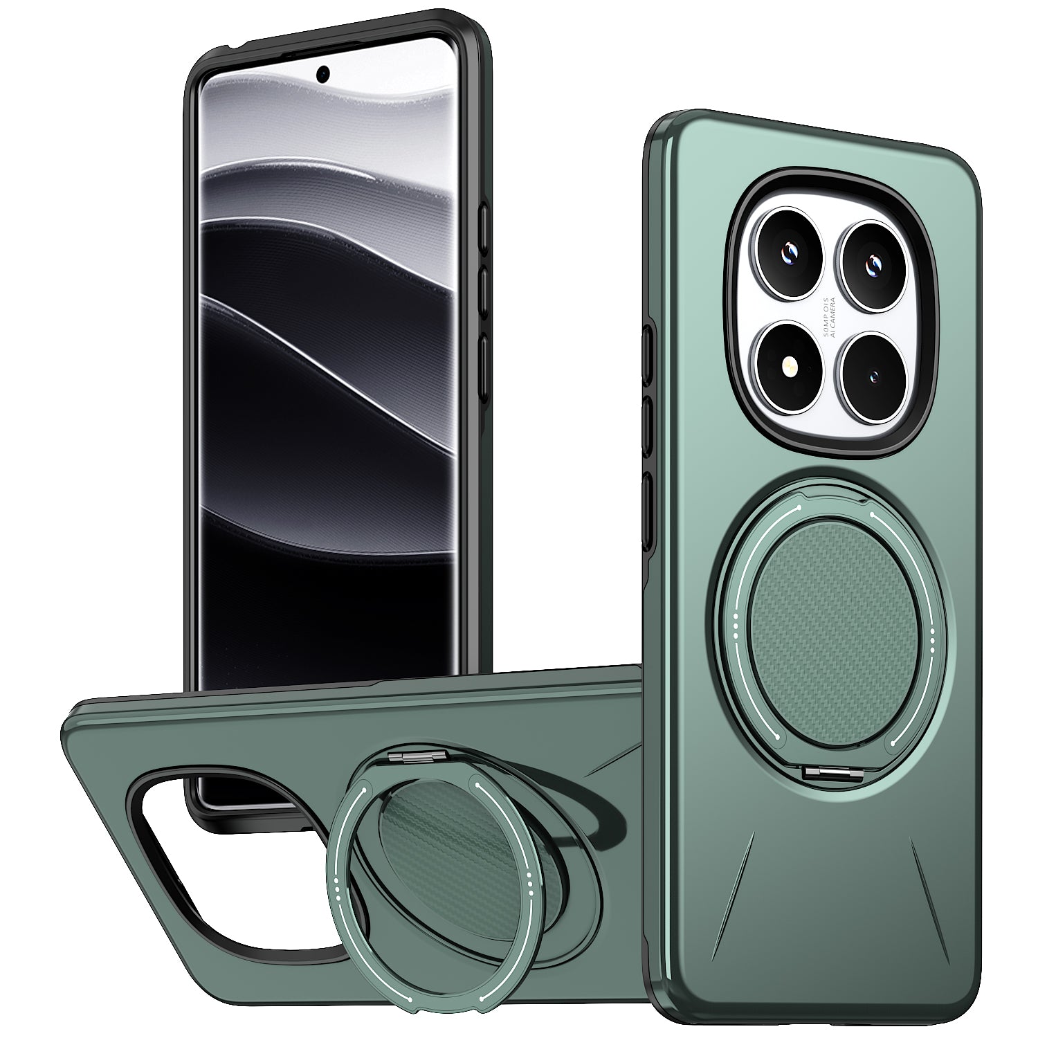 For Xiaomi Poco X7 5G / Xiaomi Redmi Note 14 Pro+ 5G / Xiaomi Redmi Note 14 Pro 4G / Xiaomi Redmi Note 14 Pro 5G Magnetic Case Rotating Kickstand TPU + PC Phone Cover