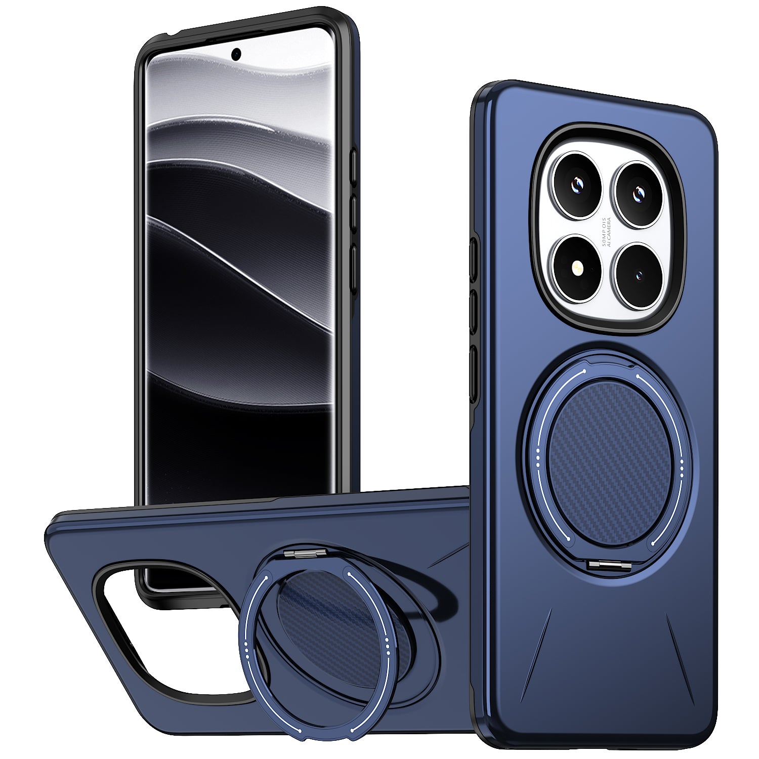 For Xiaomi Poco X7 5G / Xiaomi Redmi Note 14 Pro+ 5G / Xiaomi Redmi Note 14 Pro 4G / Xiaomi Redmi Note 14 Pro 5G Magnetic Case Rotating Kickstand TPU + PC Phone Cover