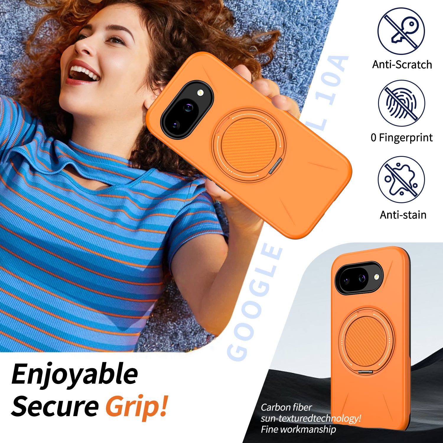 For Google Pixel 10a Magnetic Case Rotating Kickstand TPU + PC Phone Cover