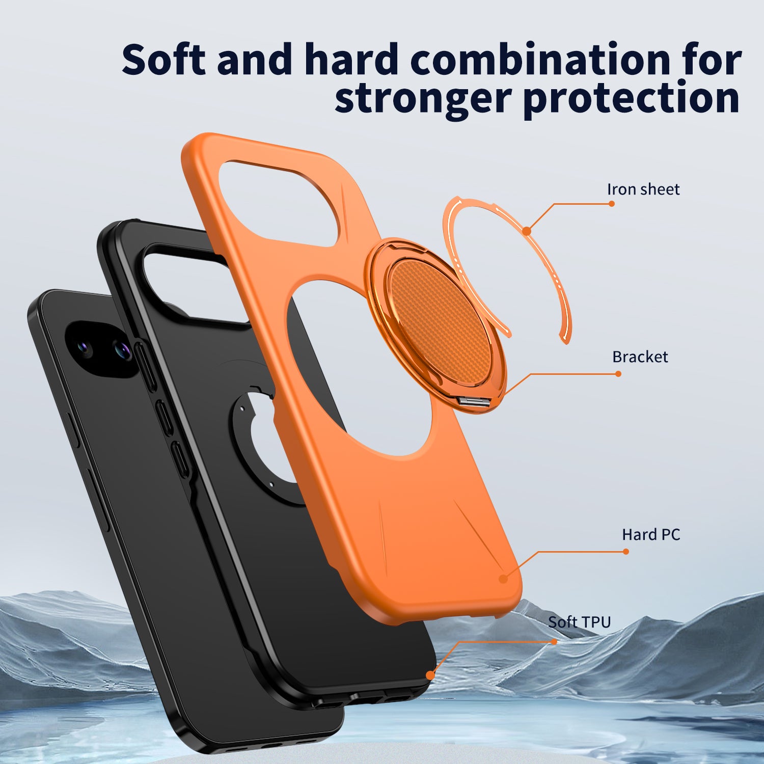 For Google Pixel 10a Magnetic Case Rotating Kickstand TPU + PC Phone Cover