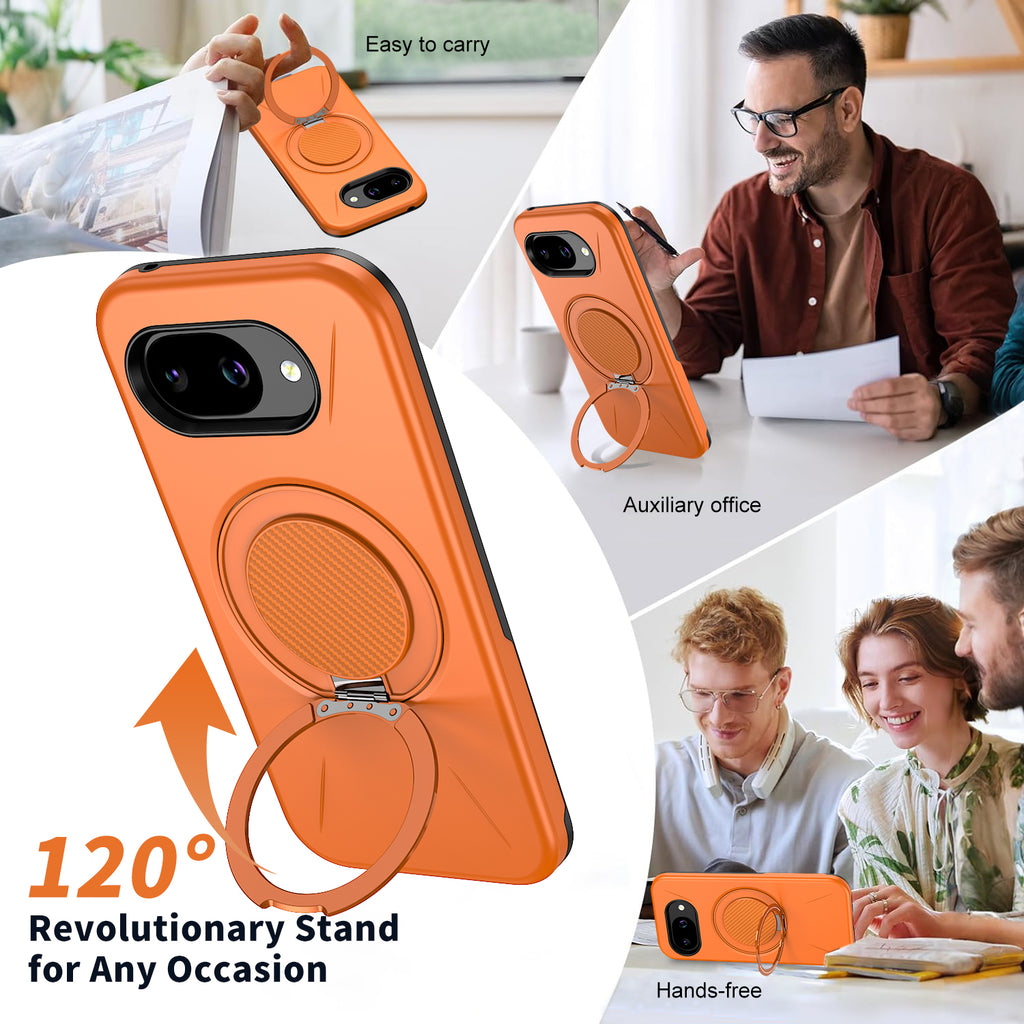 For Google Pixel 10a Magnetic Case Rotating Kickstand TPU + PC Phone Cover