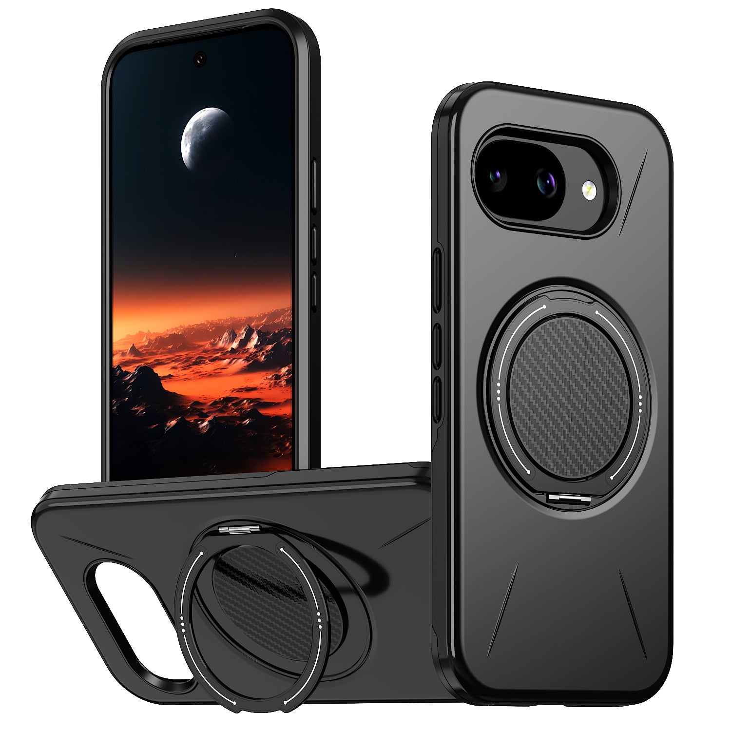 For Google Pixel 10a Magnetic Case Rotating Kickstand TPU + PC Phone Cover
